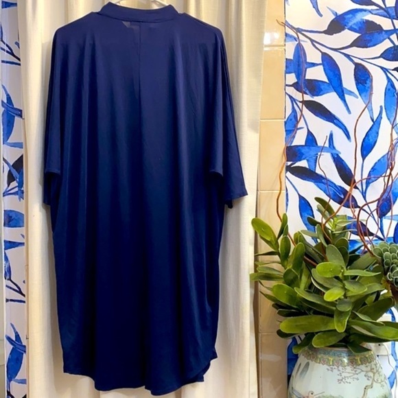 NWOT Women’s ZARA TRAFALUC Shift Dress Slinky Knit 1/4 Front Zipper Navy Blue - Picture 4 of 5